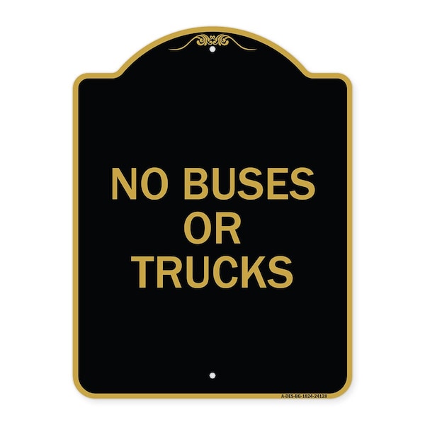 Signmission Designer Series Driveway No Buses or Trucks, Black & Gold Aluminum Sign, 18" x 24", BG-1824-24128 A-DES-BG-1824-24128 - main